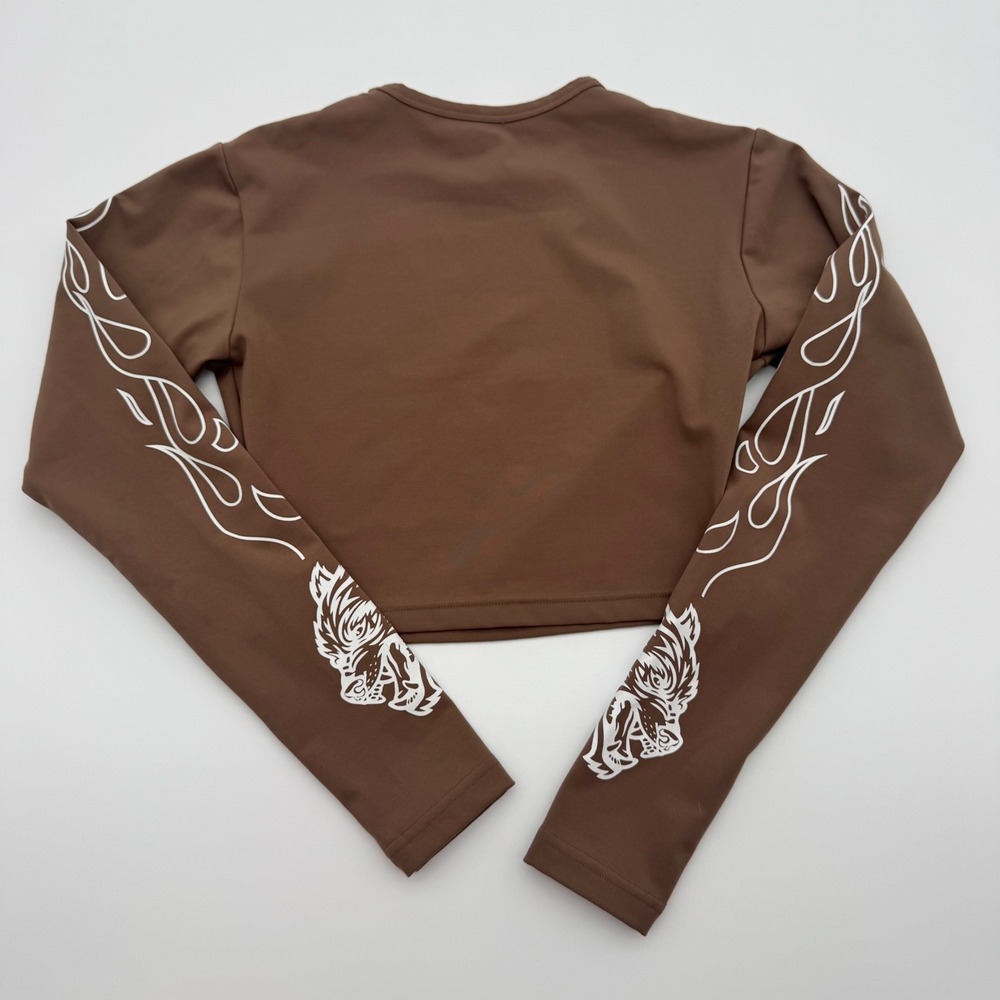 Darc Sport Wolves Brown Long Sleeve Limited Eternal Flame Gym Shirt She Small - Picture 6 of 8